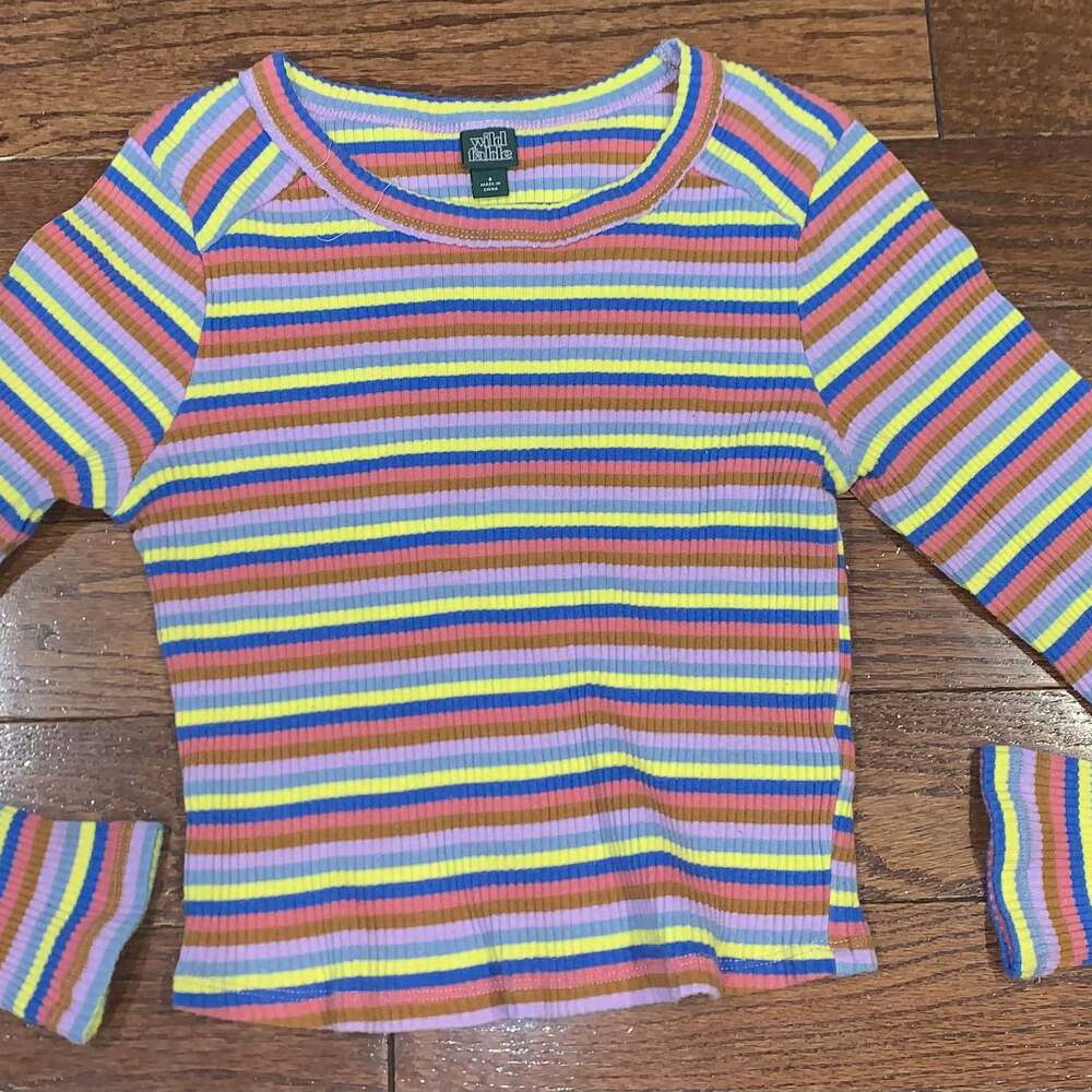 Wild‎ Fable Women's Multicolor Striped Slim Fit Long Sleeve Tee Shirt